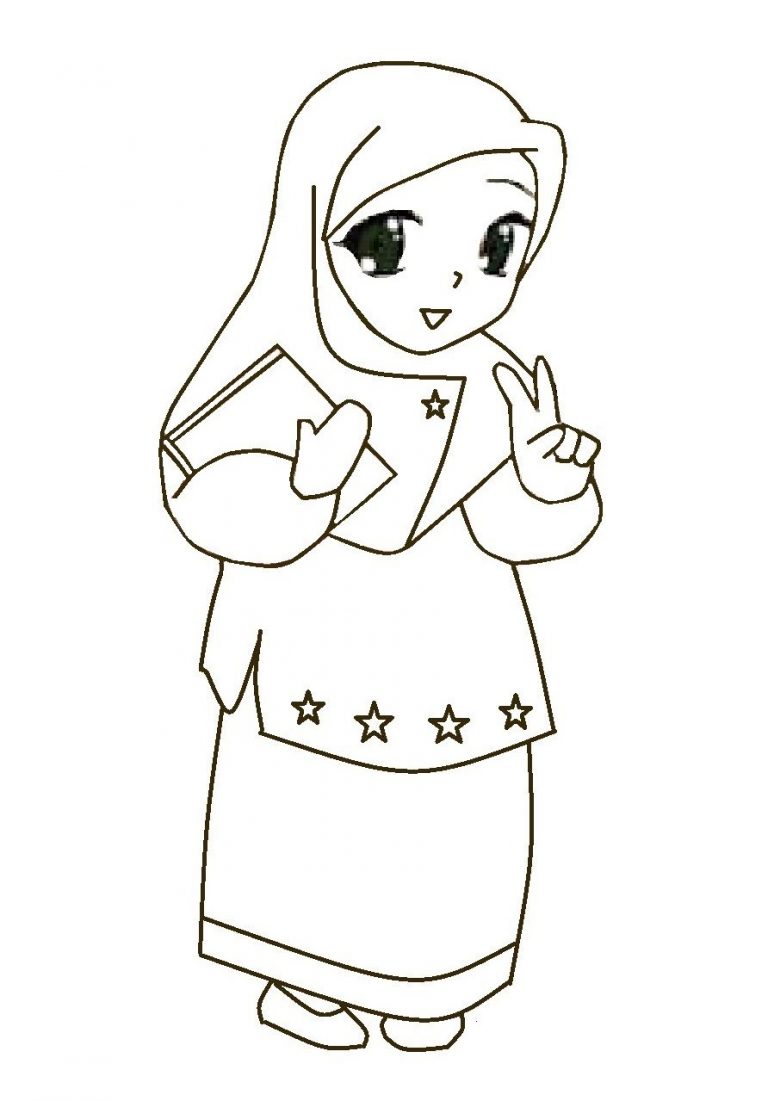 Mewarnai Gambar Kartun Muslimah Comel